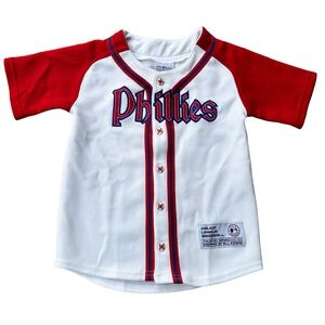 Philadelphia Phillies MLB Jersey 1995  White Red  Baseball Buttons Kid Size 4
